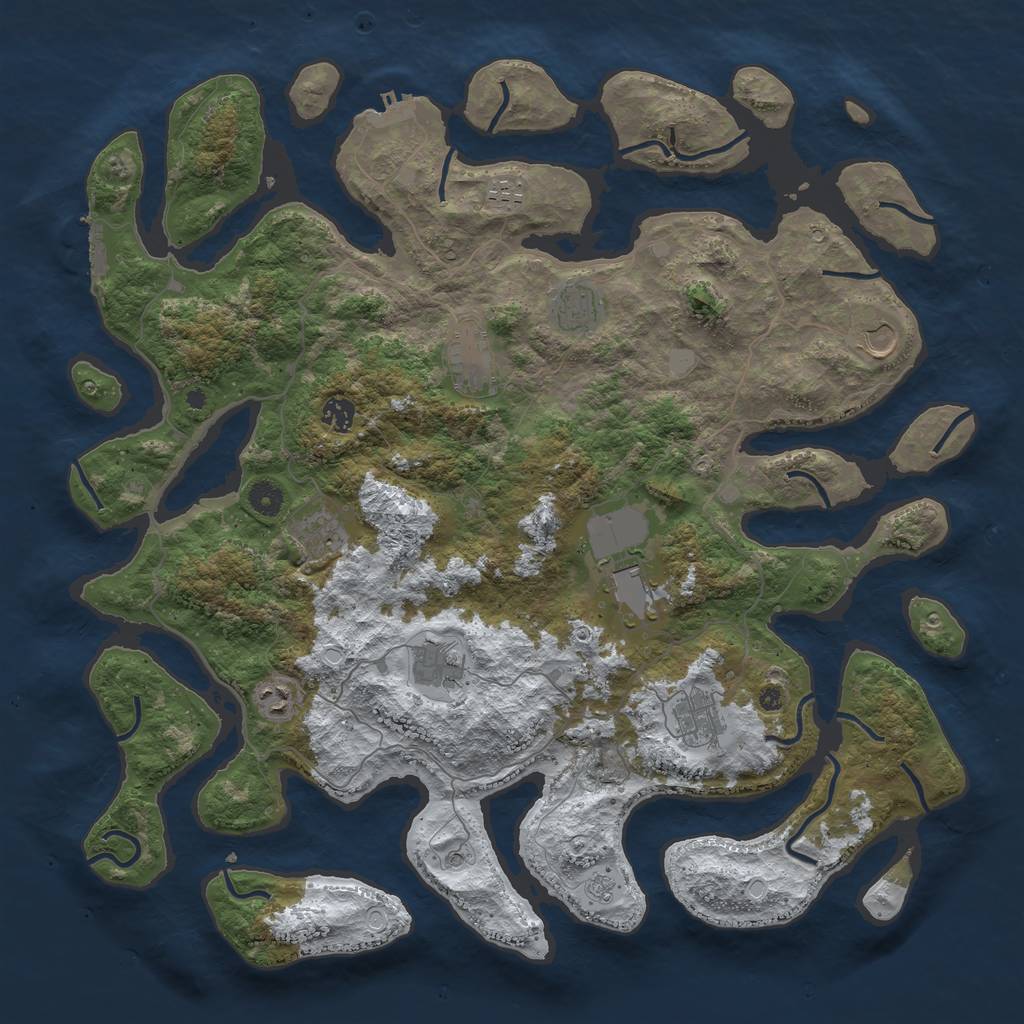 Rust Map: Procedural Map, Size: 4500, Seed: 6381848, 19 Monuments