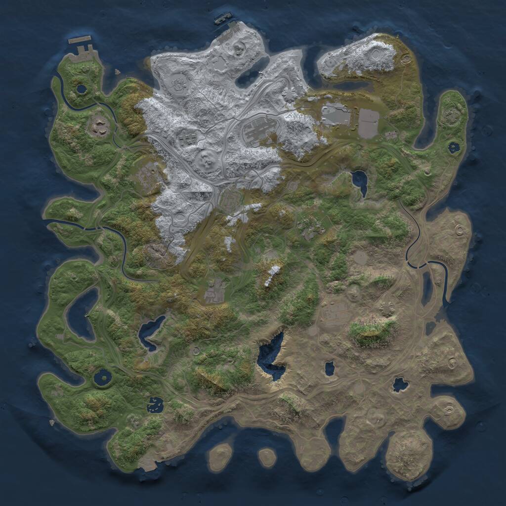 Rust Map: Procedural Map, Size: 4500, Seed: 2391386, 16 Monuments