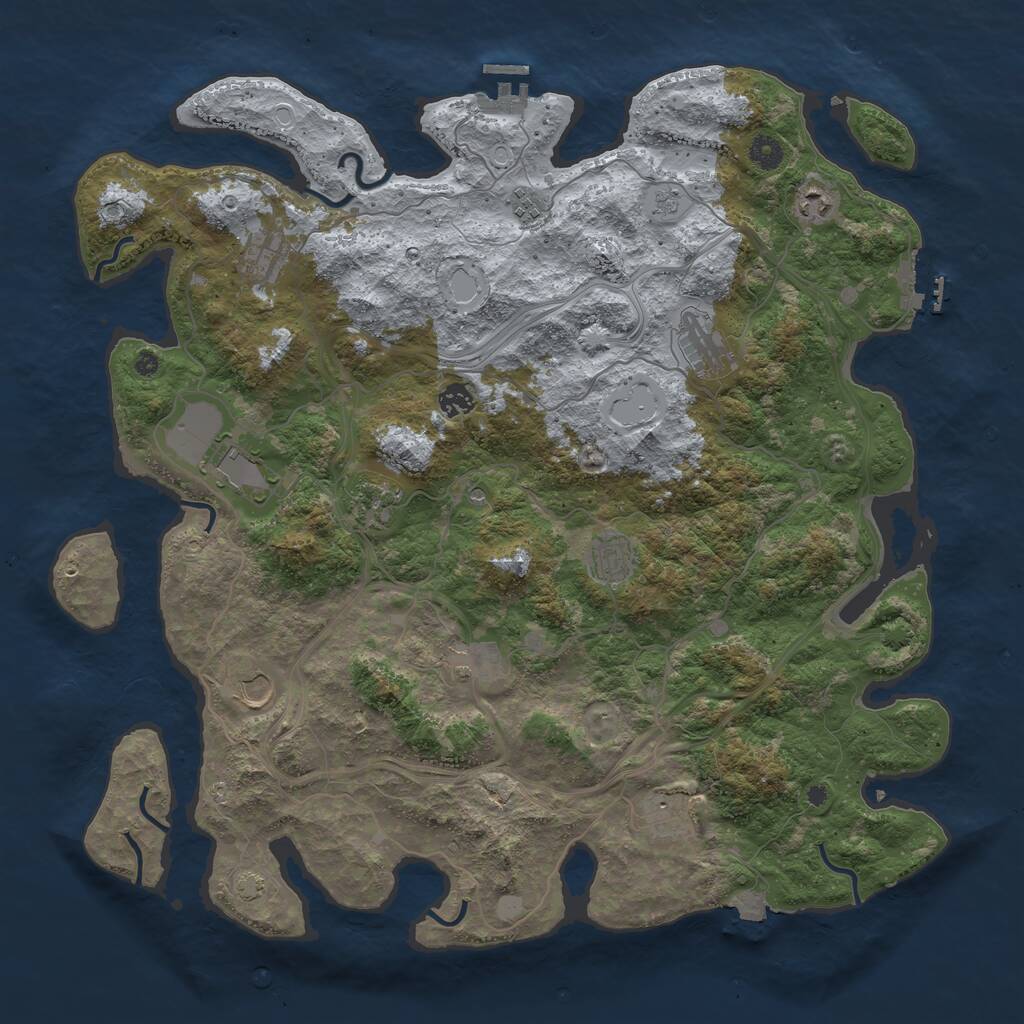 Rust Map: Procedural Map, Size: 4500, Seed: 5021701, 17 Monuments