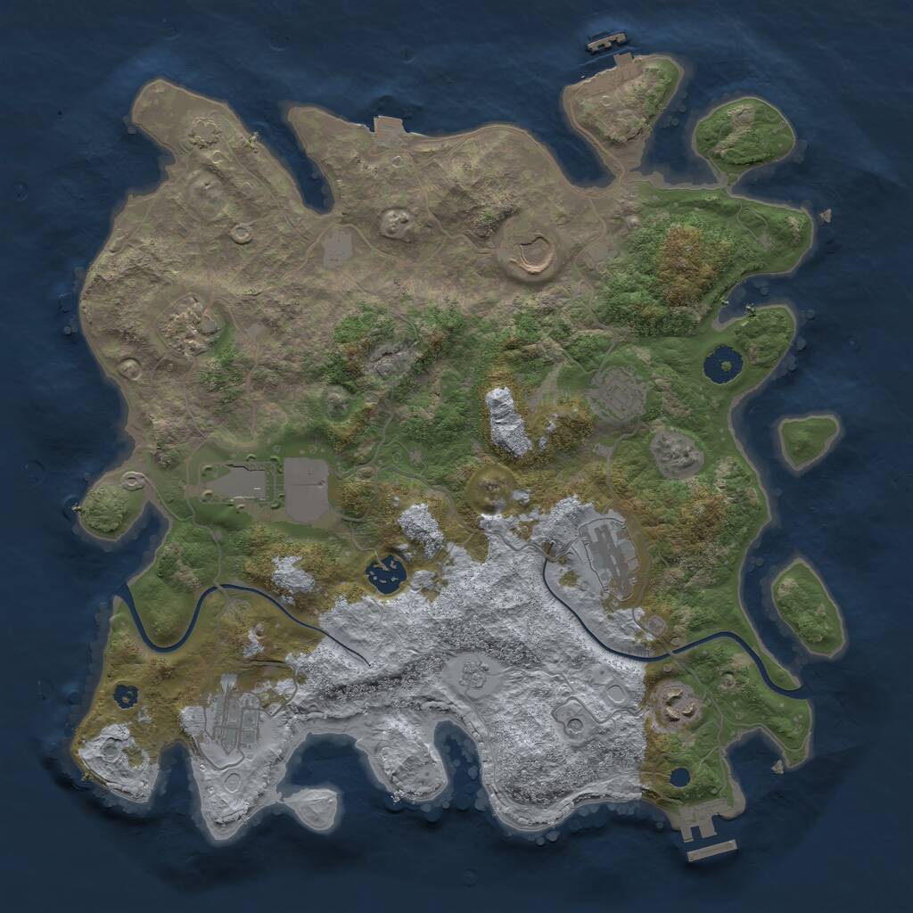 Rust Map: Procedural Map, Size: 3700, Seed: 1294228451, 14 Monuments