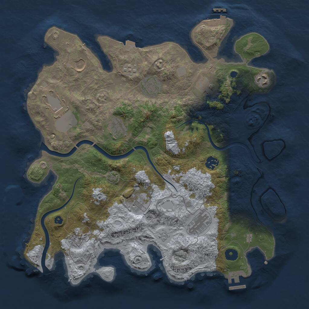 Rust Map: Procedural Map, Size: 3700, Seed: 1294228451, 17 Monuments