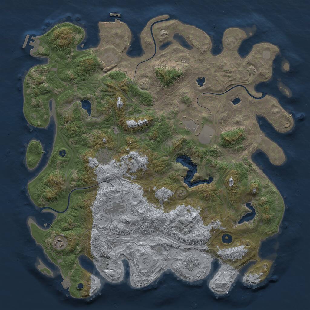 Rust Map: Procedural Map, Size: 4500, Seed: 5614512, 13 Monuments