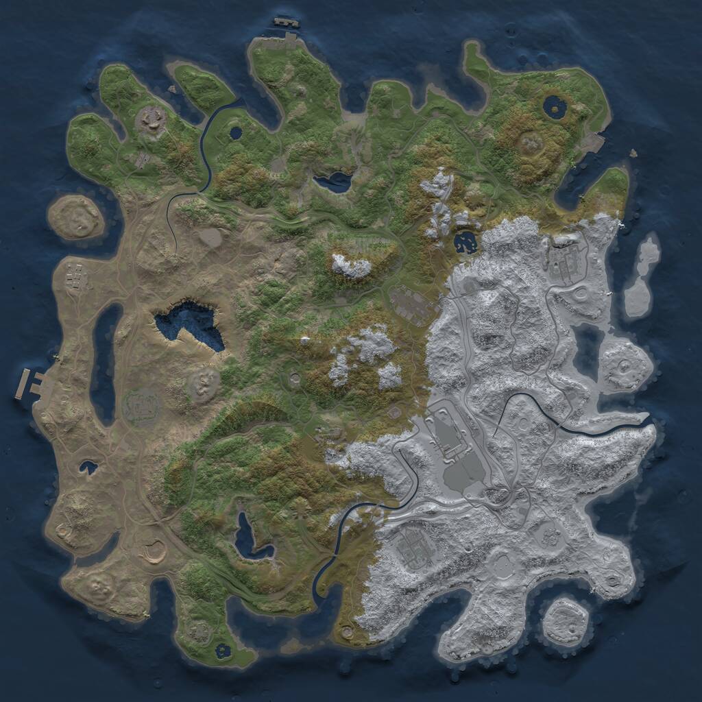 Rust Map: Procedural Map, Size: 4500, Seed: 419292, 16 Monuments