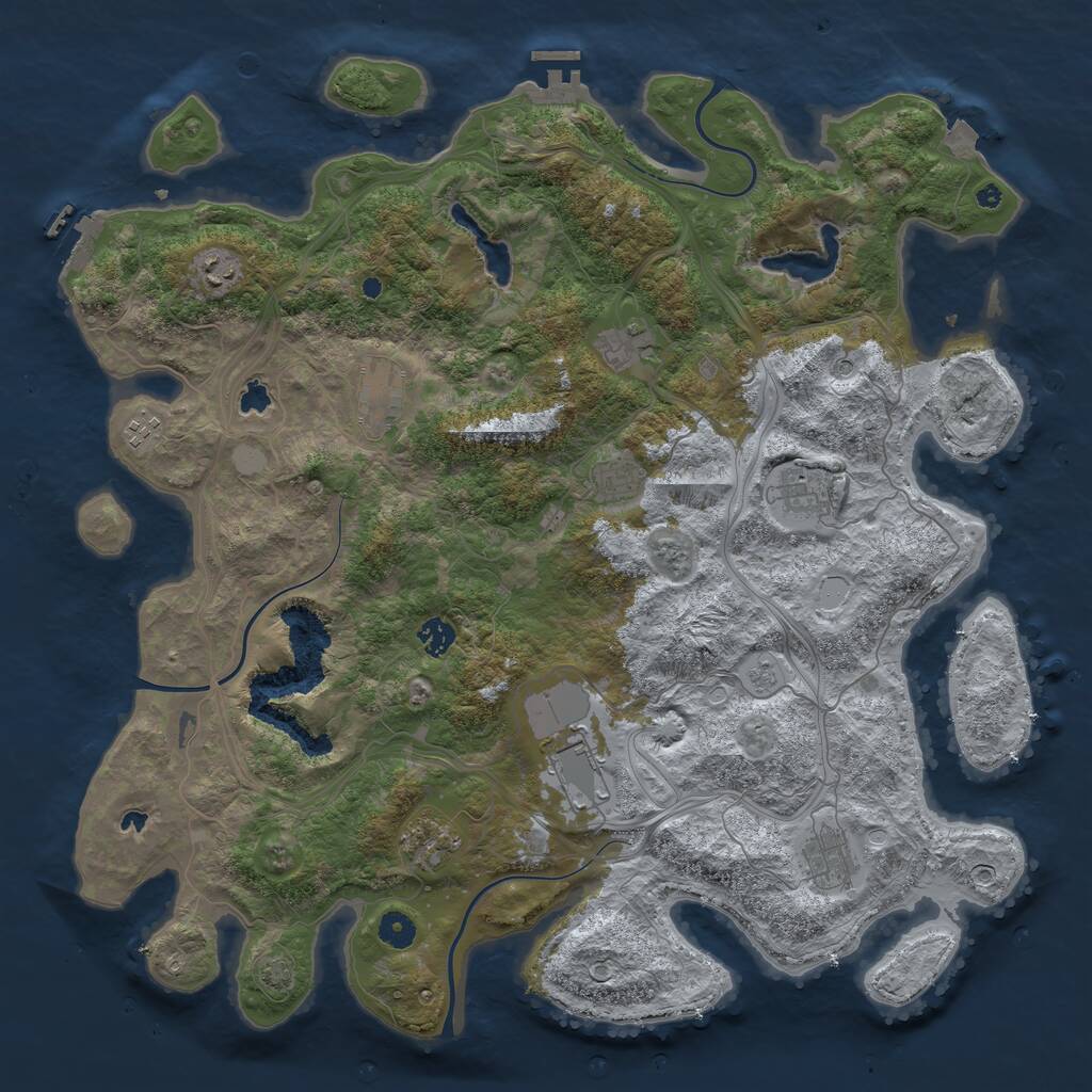 Rust Map: Procedural Map, Size: 4500, Seed: 4164470, 16 Monuments