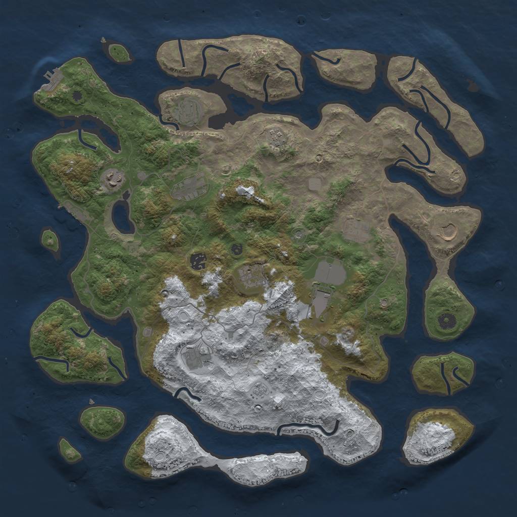 Rust Map: Procedural Map, Size: 4500, Seed: 5544752, 19 Monuments