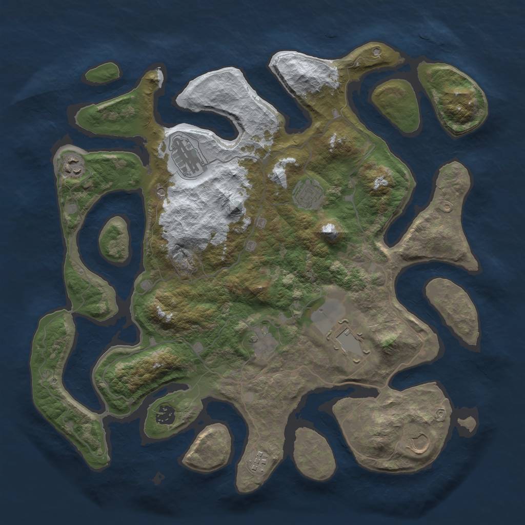 Rust Map: Barren, Size: 4000, Seed: 978149714, 11 Monuments