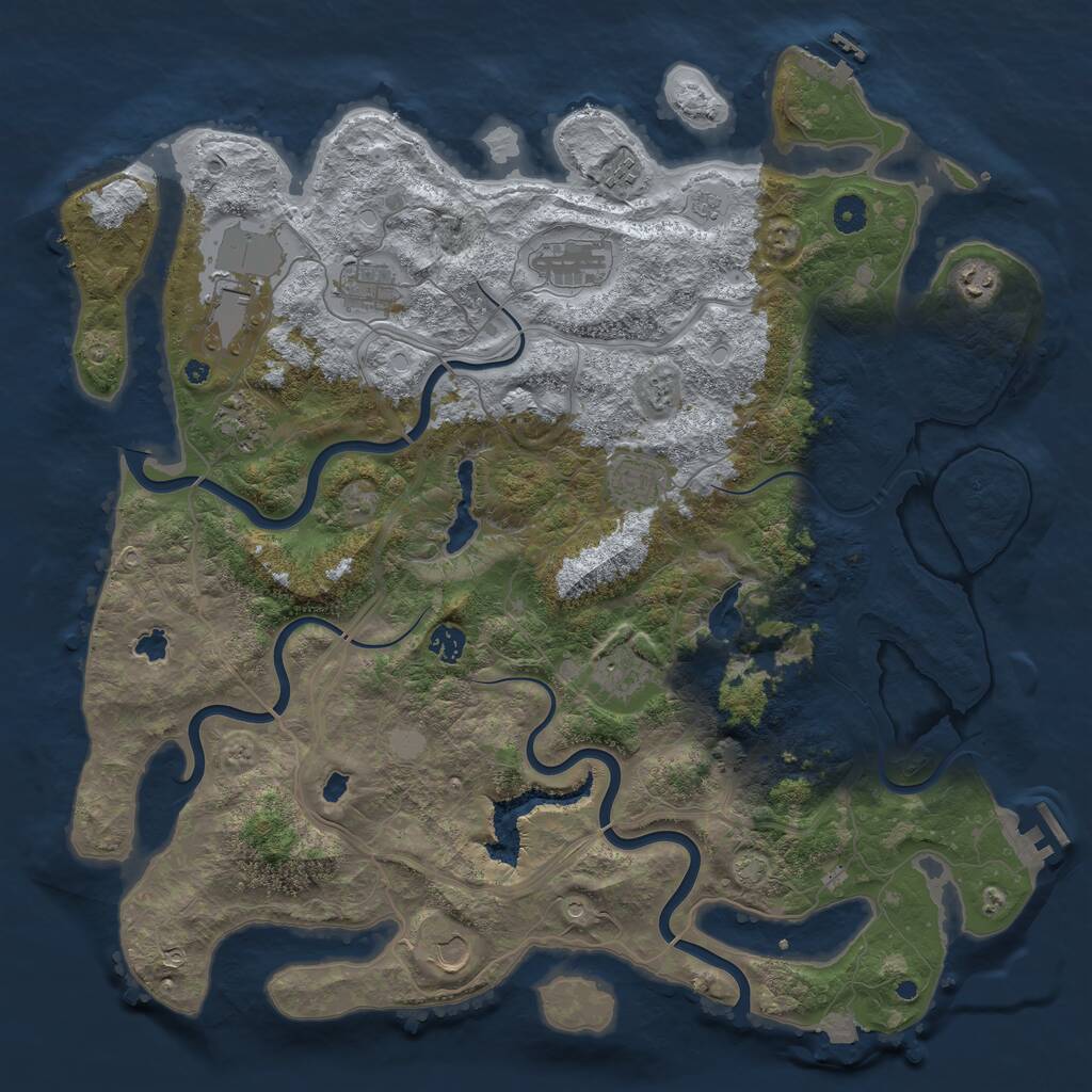 Rust Map: Procedural Map, Size: 4500, Seed: 117187, 16 Monuments