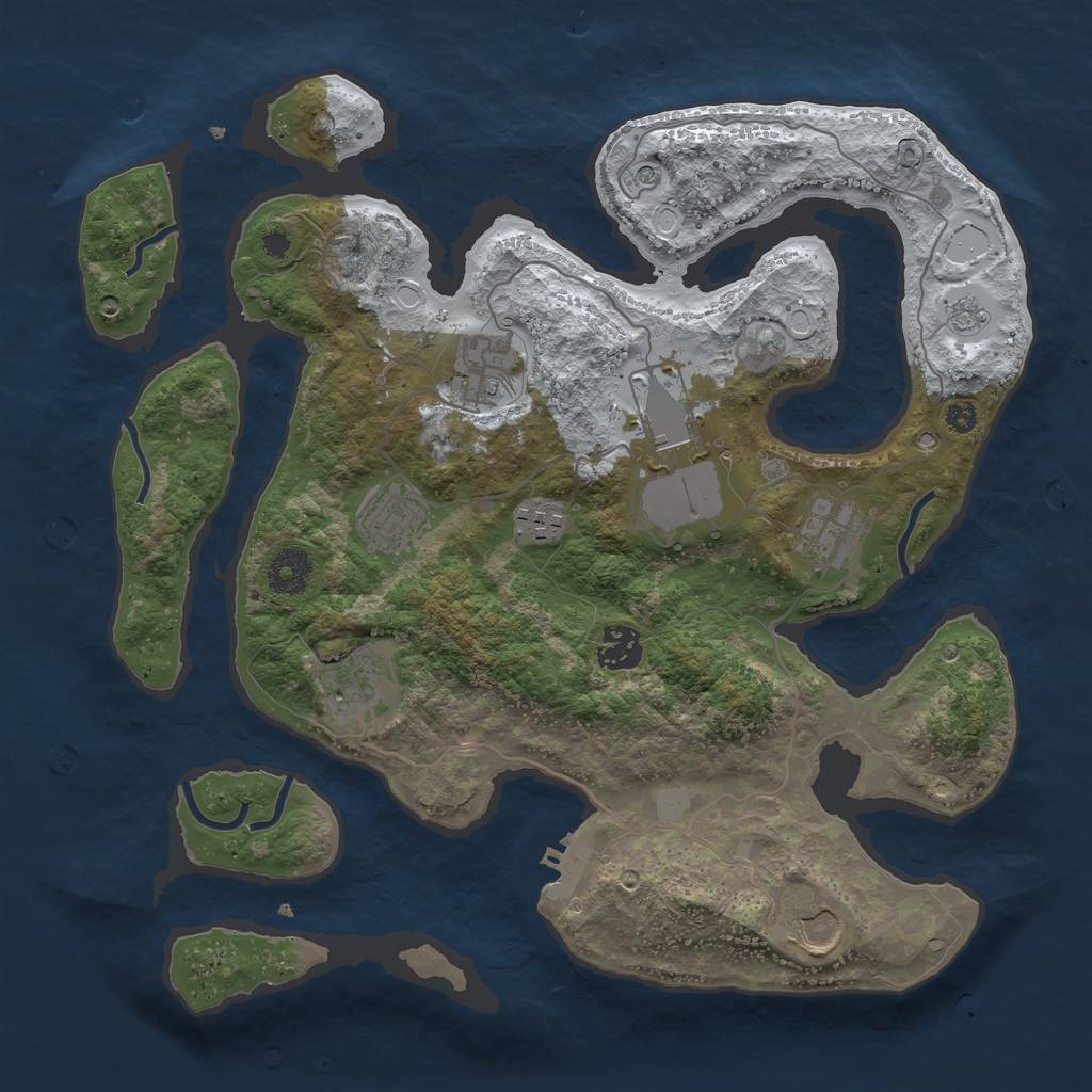 Rust Map: Procedural Map, Size: 3550, Seed: 354224, 16 Monuments