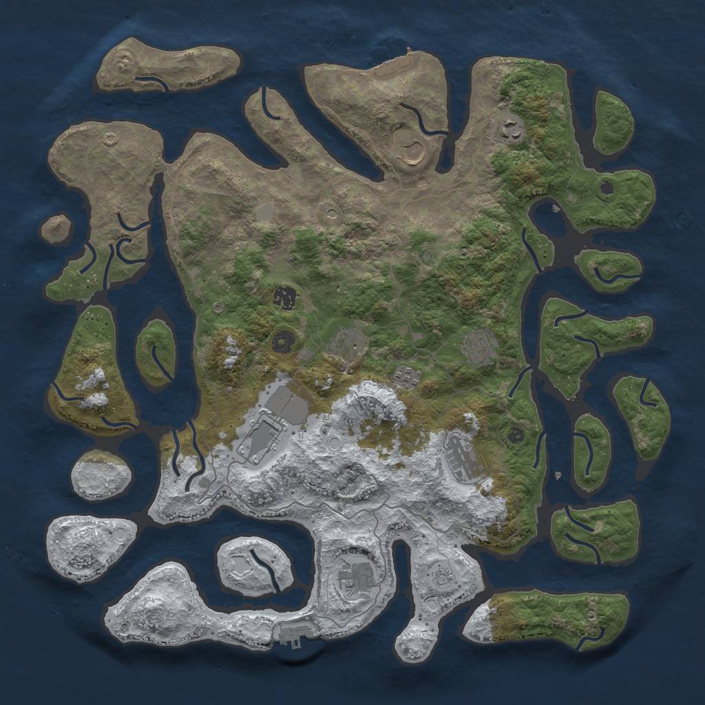 Rust Map: Procedural Map, Size: 4500, Seed: 4883424, 18 Monuments