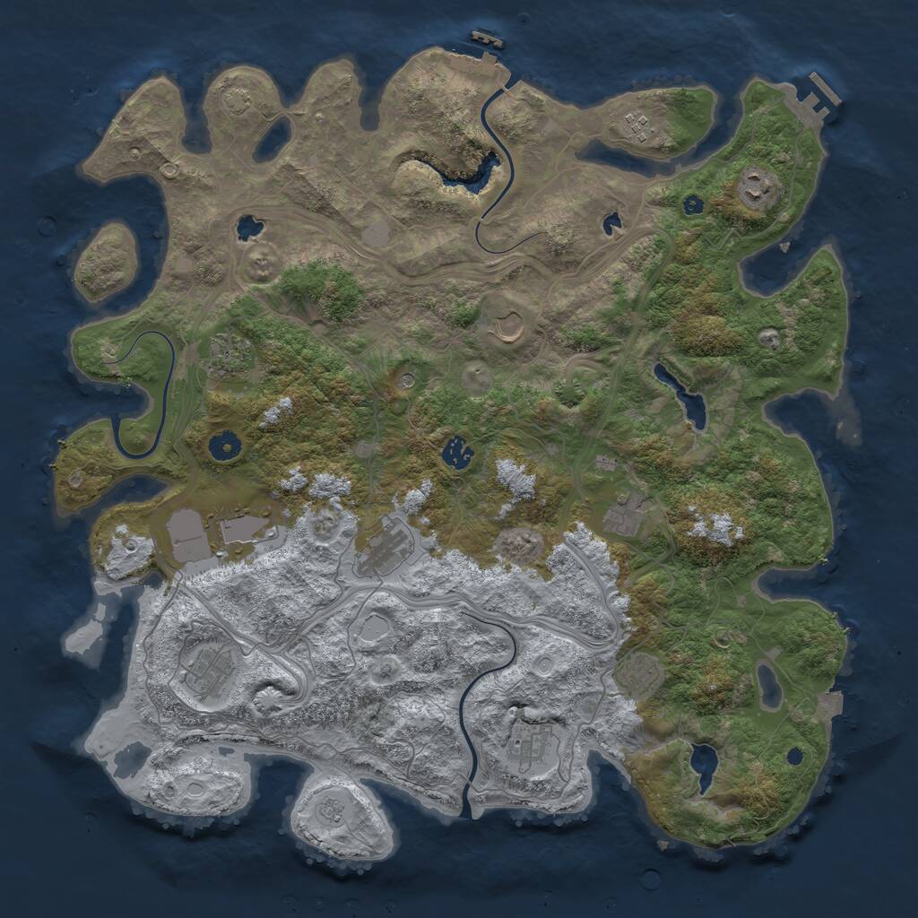 Rust Map: Procedural Map, Size: 4500, Seed: 4020794, 17 Monuments
