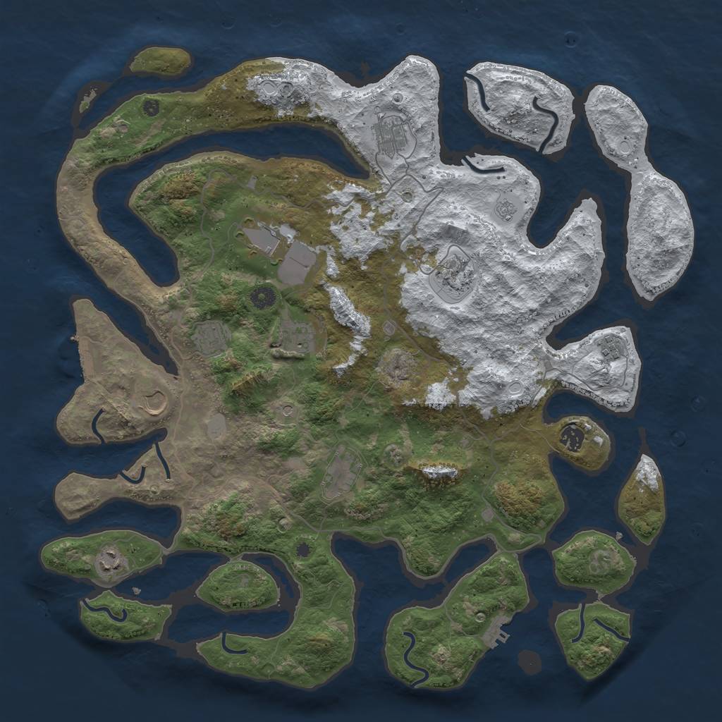 Rust Map: Procedural Map, Size: 4500, Seed: 308341, 19 Monuments