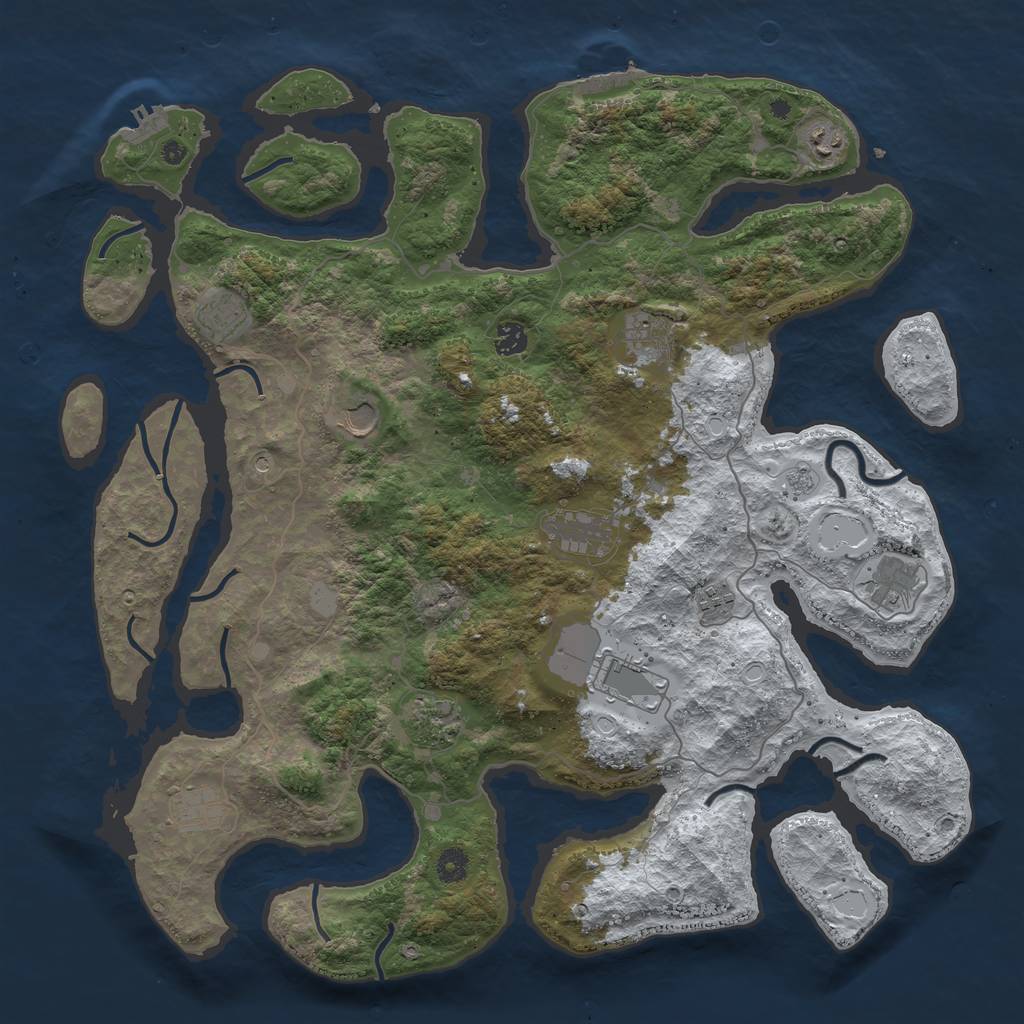 Rust Map: Procedural Map, Size: 4500, Seed: 2606661, 20 Monuments