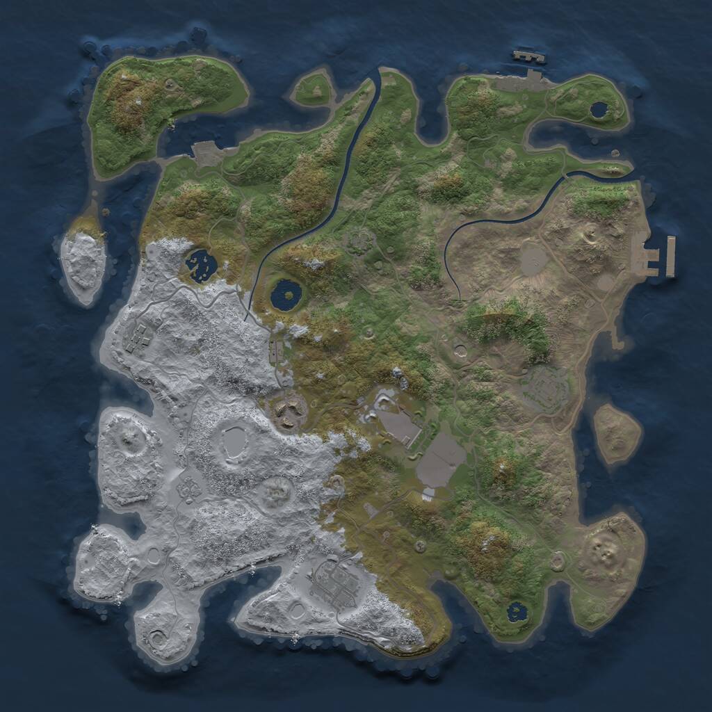 Rust Map: Procedural Map, Size: 3500, Seed: 1799729753, 12 Monuments