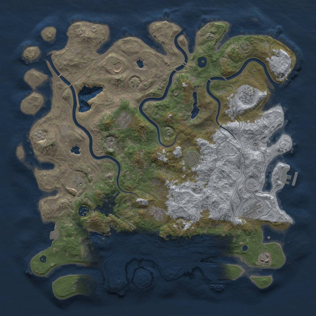 Rust Map: Procedural Map, Size: 4500, Seed: 3476704, 16 Monuments