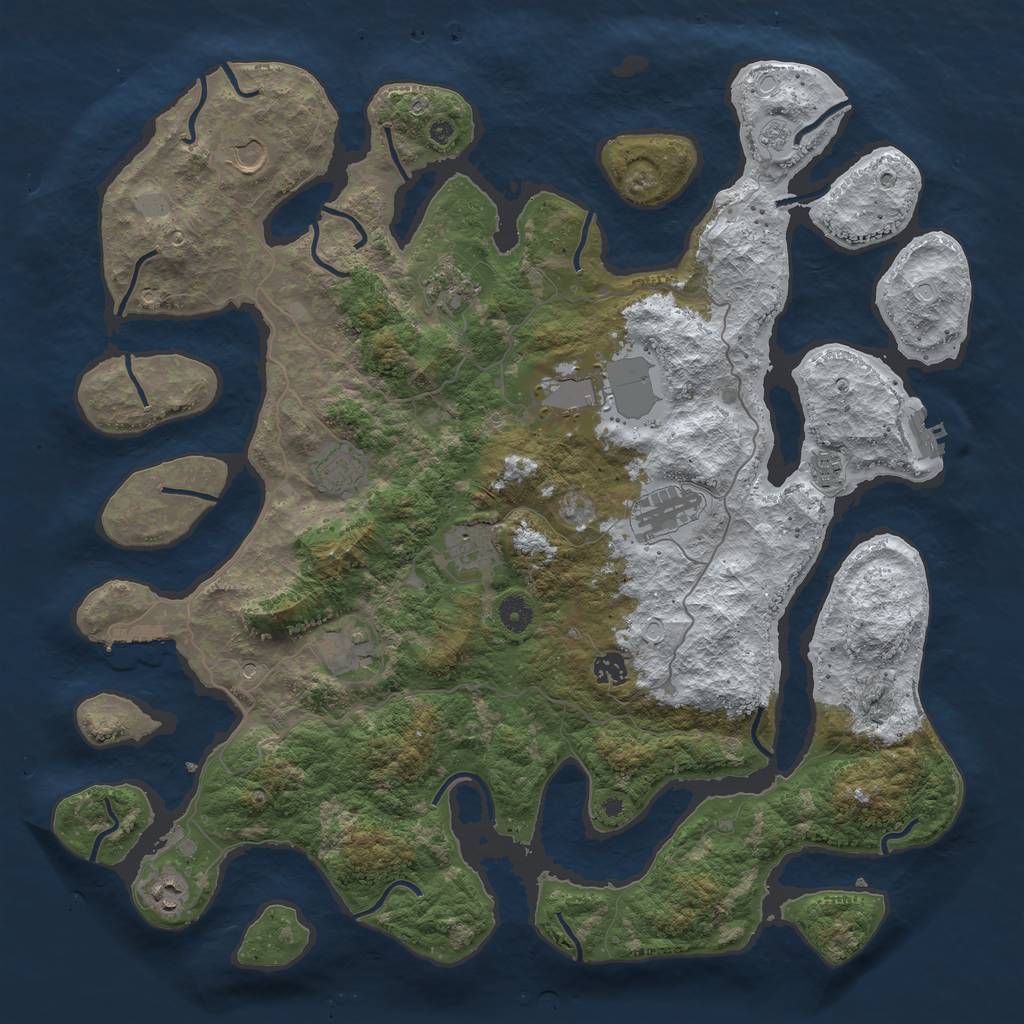 Rust Map: Procedural Map, Size: 4500, Seed: 495439, 19 Monuments