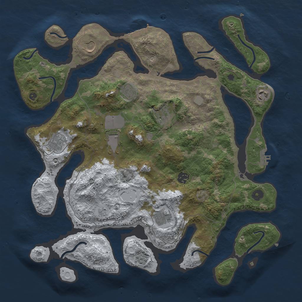 Rust Map: Procedural Map, Size: 4000, Seed: 1965, 18 Monuments