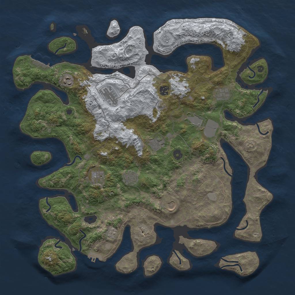 Rust Map: Procedural Map, Size: 4500, Seed: 5505927, 19 Monuments