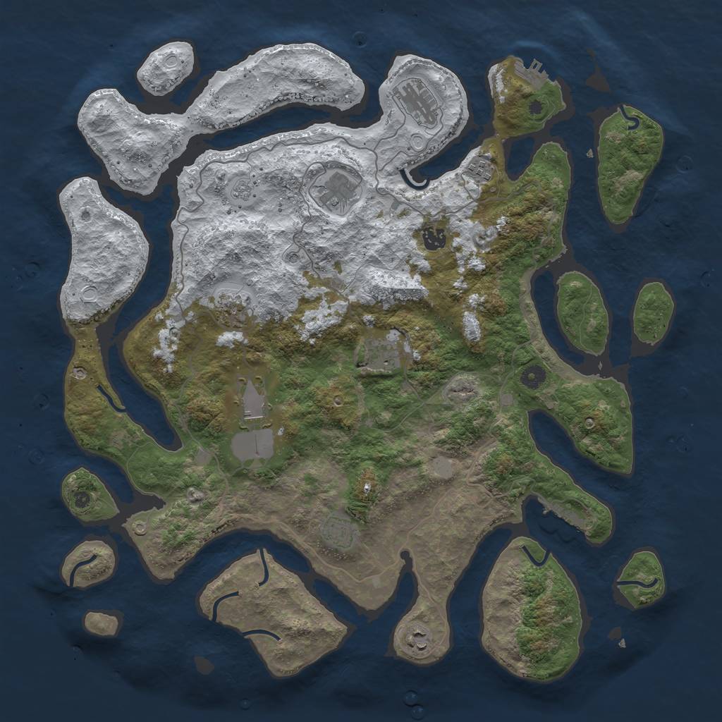 Rust Map: Procedural Map, Size: 4500, Seed: 4259587, 18 Monuments