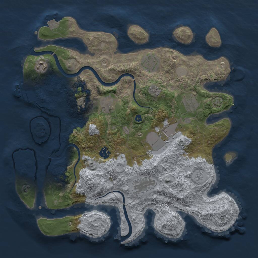 Rust Map: Procedural Map, Size: 3550, Seed: 807224, 13 Monuments