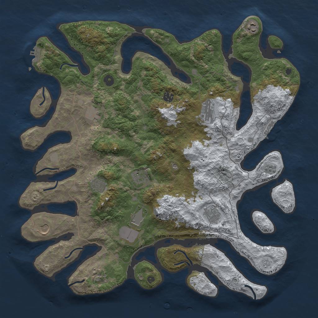 Rust Map: Procedural Map, Size: 4500, Seed: 4665865, 20 Monuments