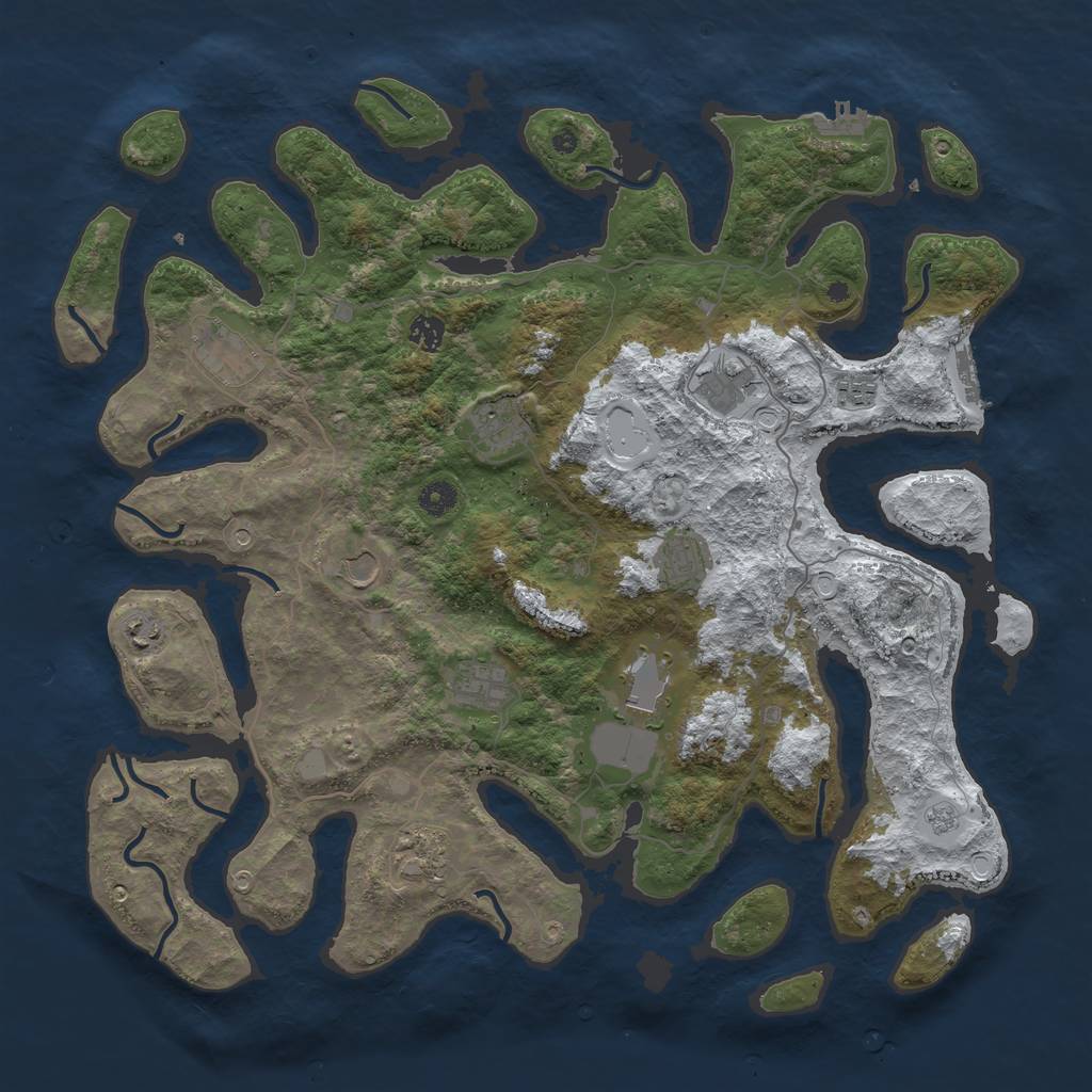 Rust Map: Procedural Map, Size: 4500, Seed: 3075367, 20 Monuments