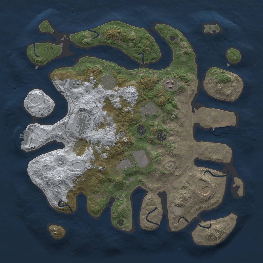 Rust Map: Procedural Map, Size: 4000, Seed: 70634547, 17 Monuments