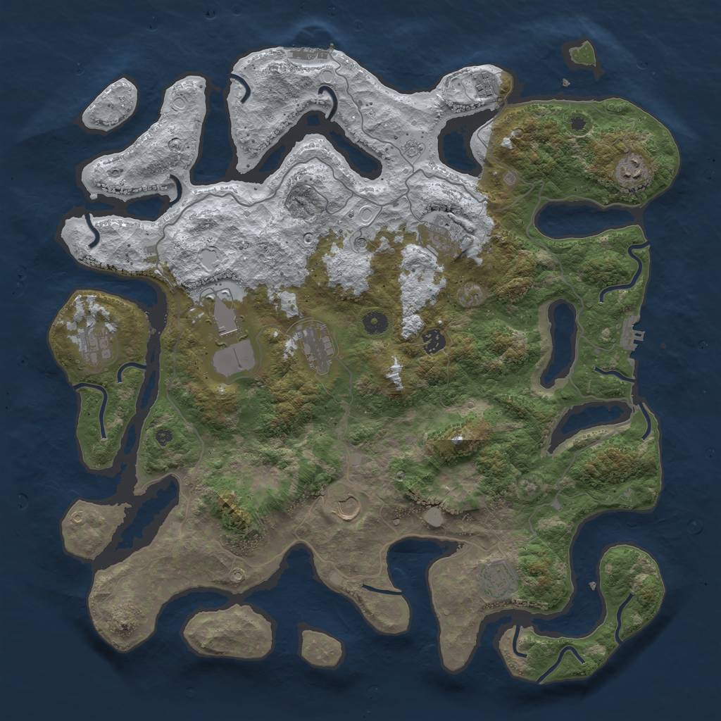 Rust Map: Procedural Map, Size: 4500, Seed: 1495116, 18 Monuments