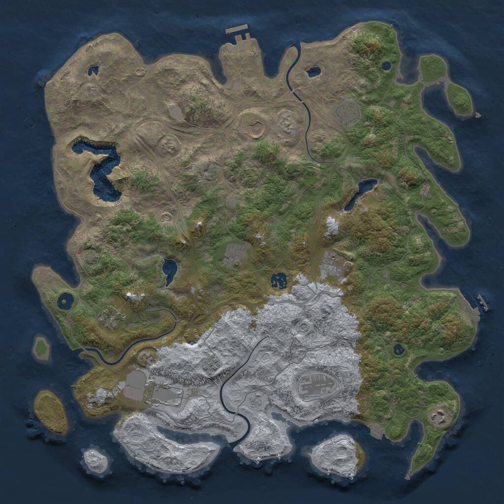 Rust Map: Procedural Map, Size: 4500, Seed: 6115183, 16 Monuments