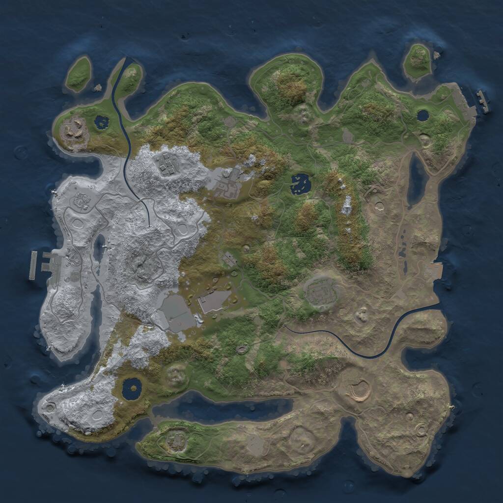 Rust Map: Procedural Map, Size: 3500, Seed: 2653297, 13 Monuments