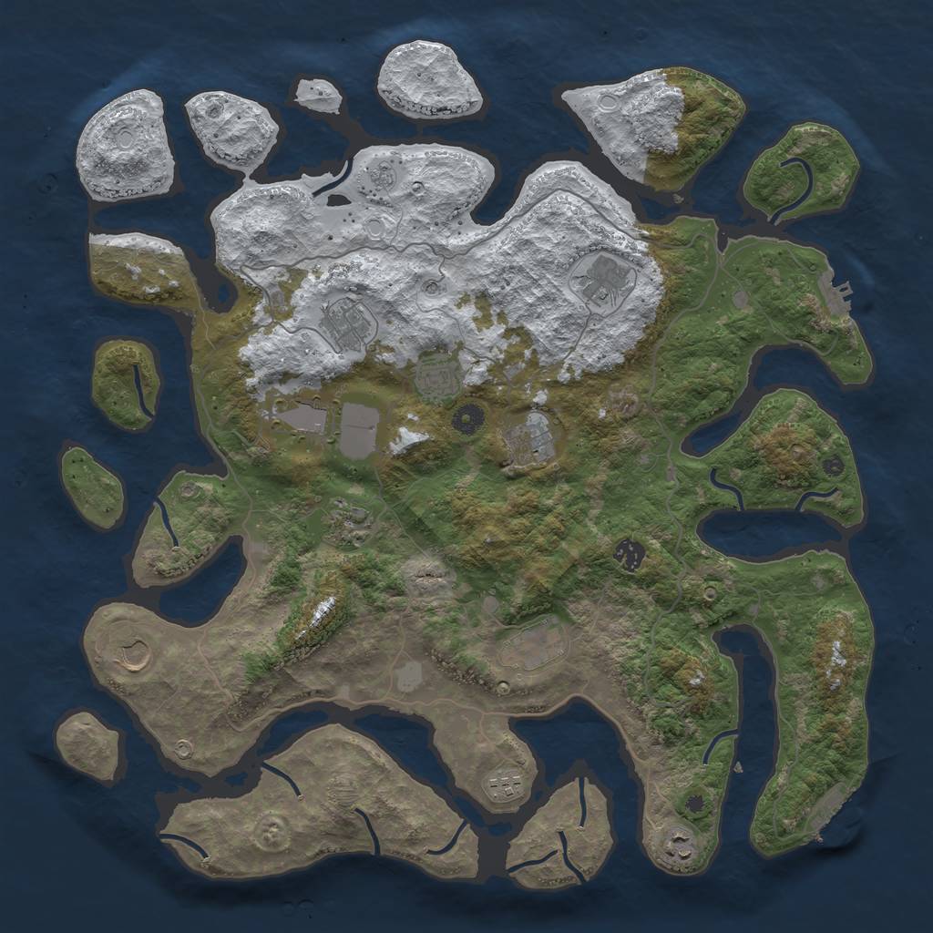 Rust Map: Procedural Map, Size: 4500, Seed: 877317, 20 Monuments