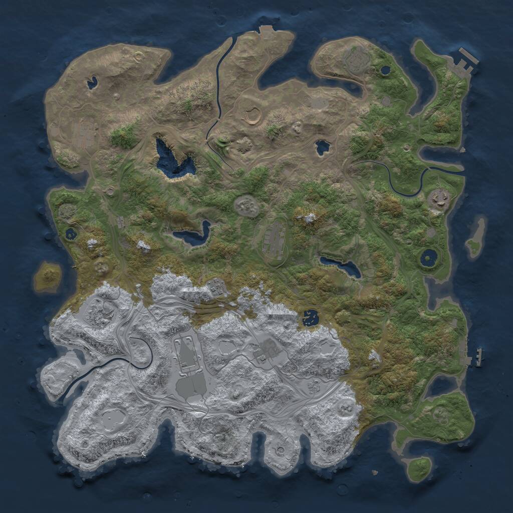 Rust Map: Procedural Map, Size: 4500, Seed: 1336664, 16 Monuments
