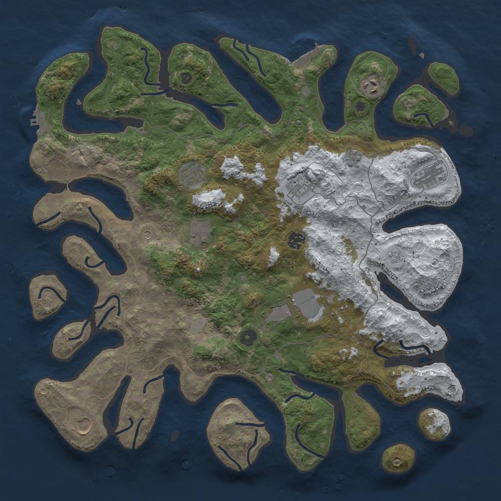 Rust Map: Procedural Map, Size: 4500, Seed: 4437974, 18 Monuments