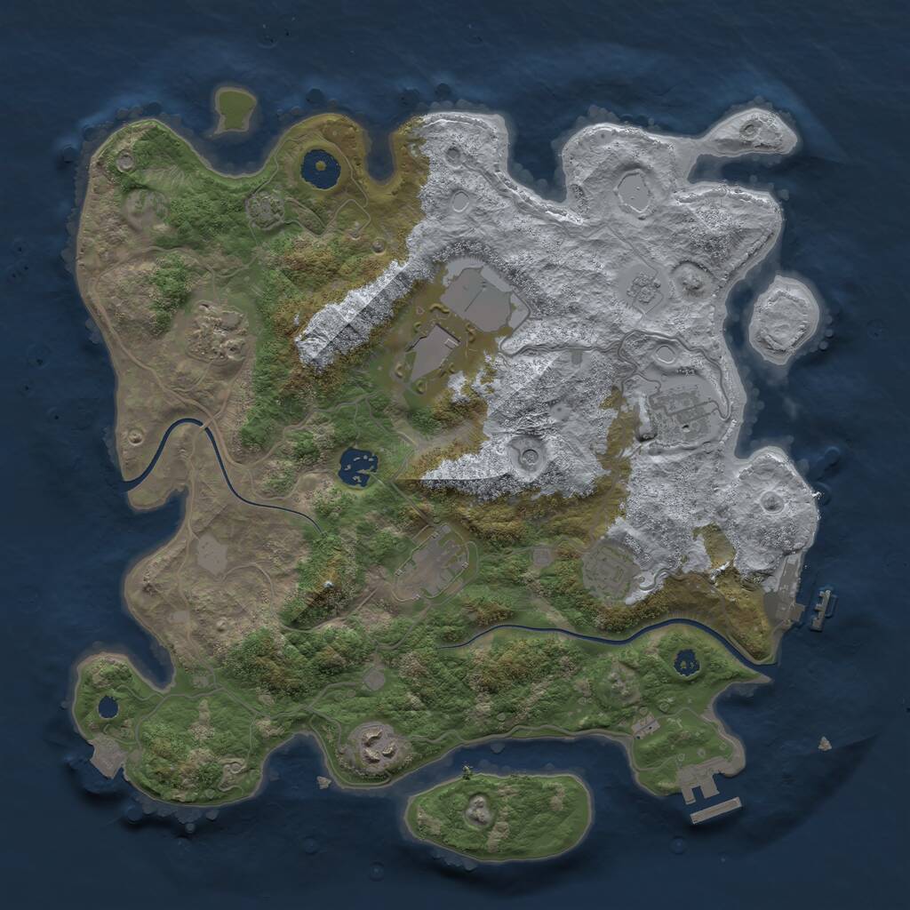 Rust Map: Procedural Map, Size: 3550, Seed: 715638, 13 Monuments