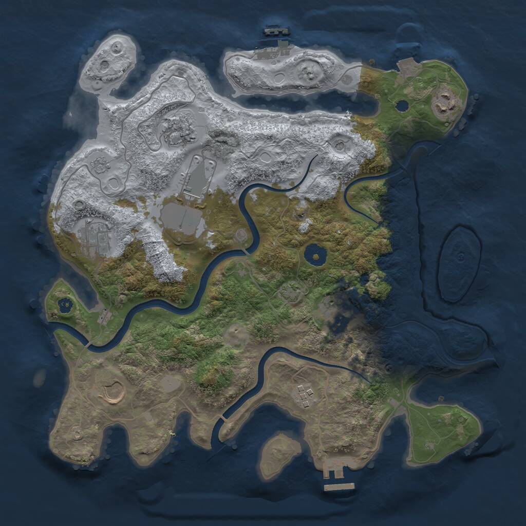 Rust Map: Procedural Map, Size: 3500, Seed: 321873830, 13 Monuments