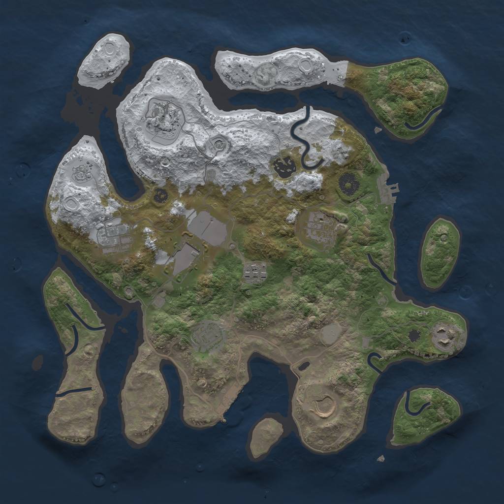 Rust Map: Procedural Map, Size: 3500, Seed: 321873830, 18 Monuments