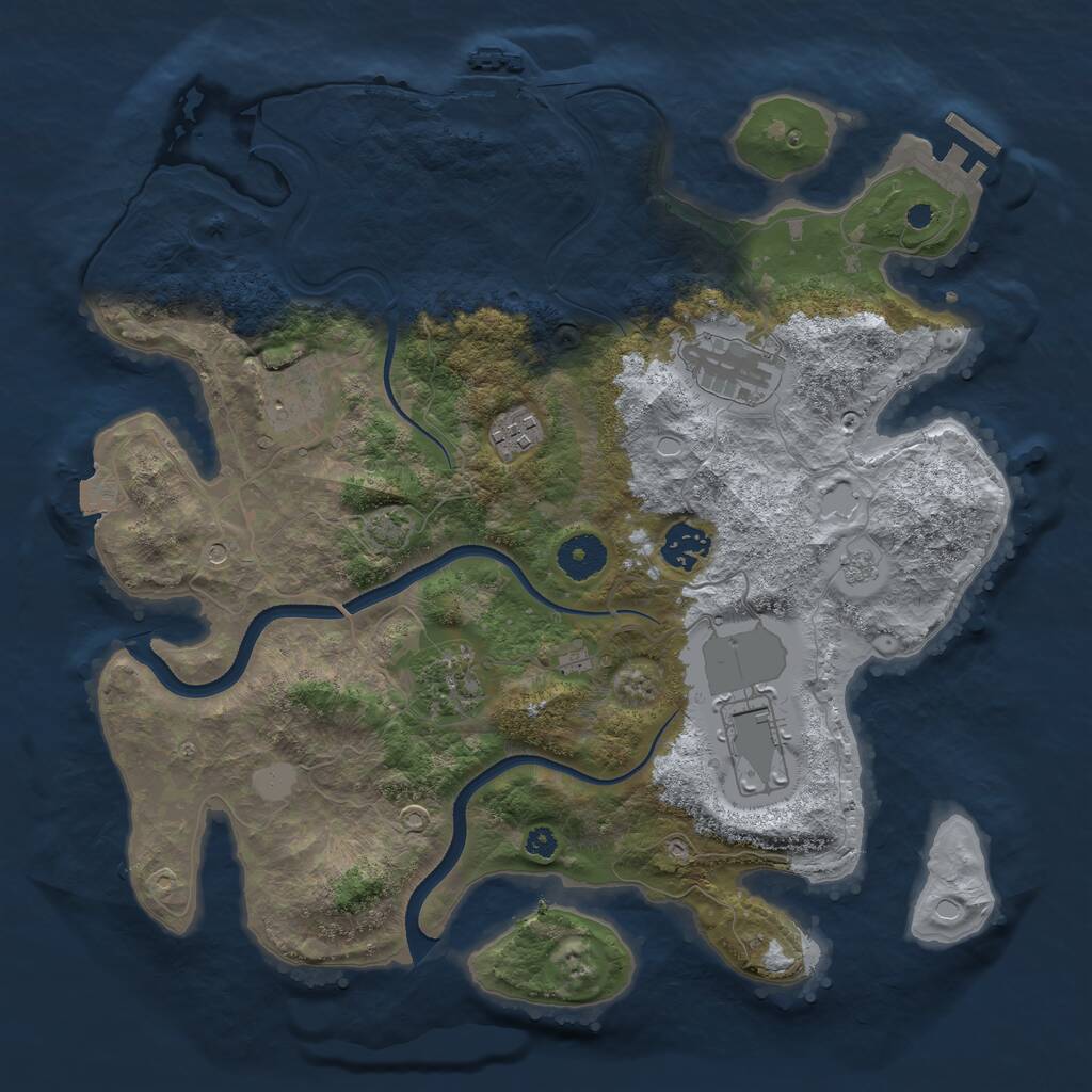 Rust Map: Procedural Map, Size: 3550, Seed: 715279, 12 Monuments