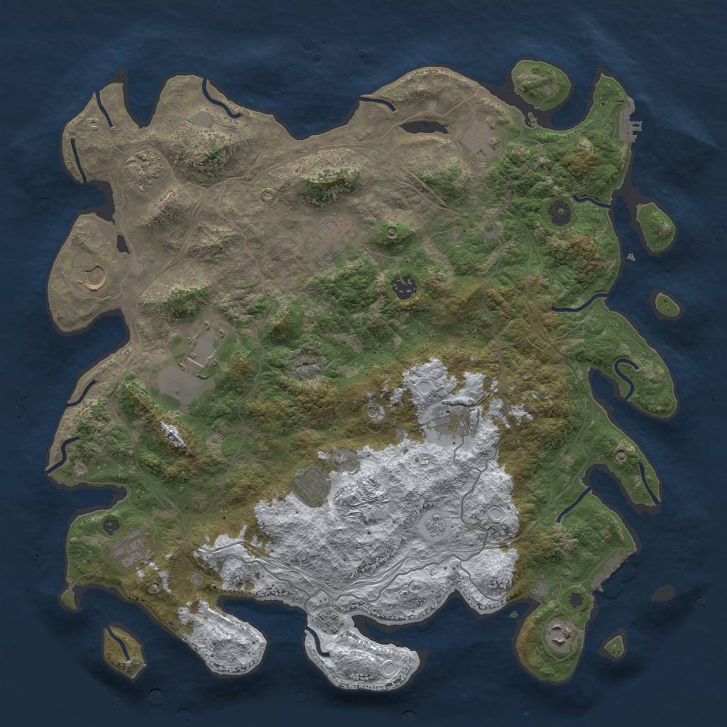 Rust Map: Procedural Map, Size: 4500, Seed: 3992574, 20 Monuments