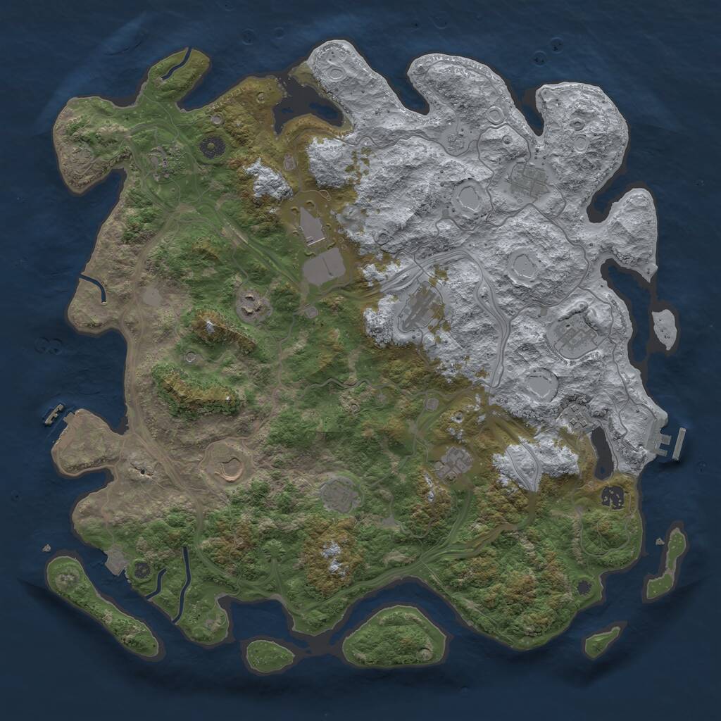Rust Map: Procedural Map, Size: 4500, Seed: 2452136, 17 Monuments