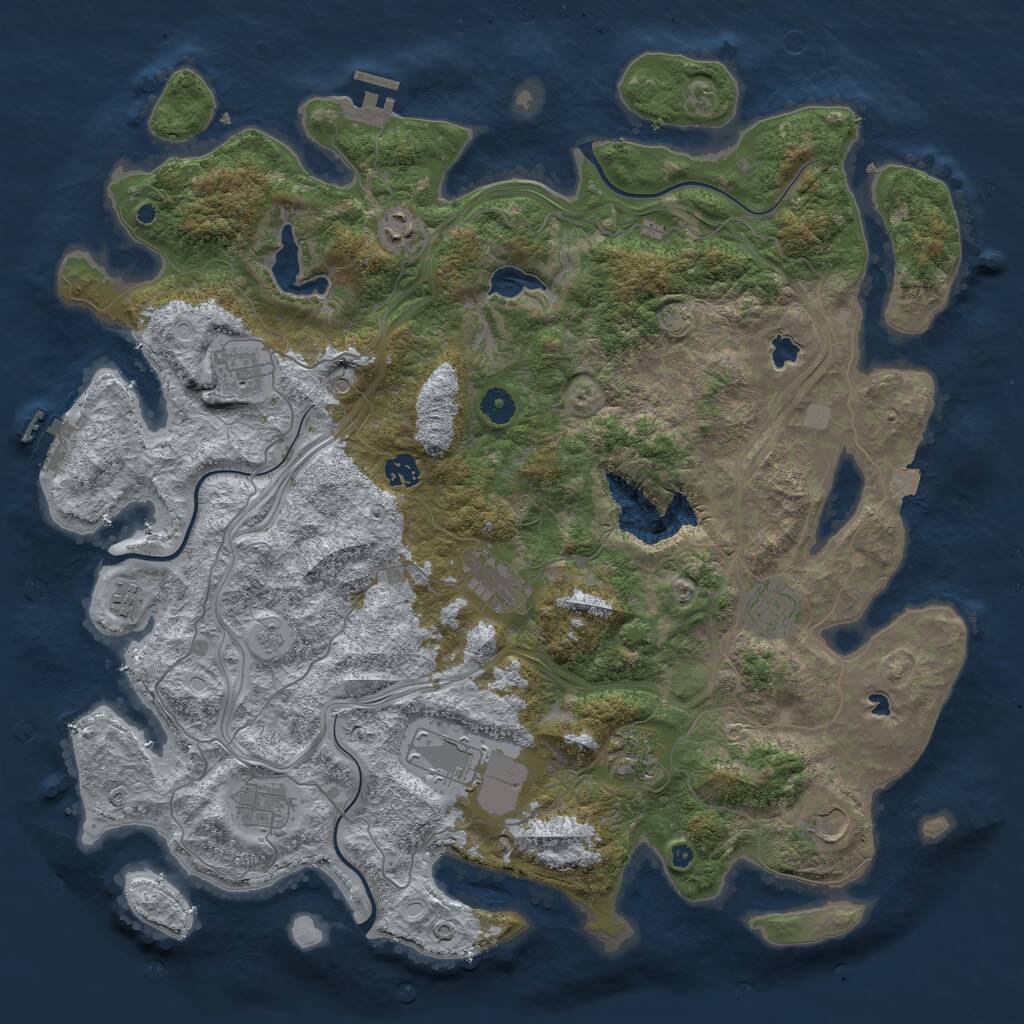 Rust Map: Procedural Map, Size: 4500, Seed: 664877, 16 Monuments