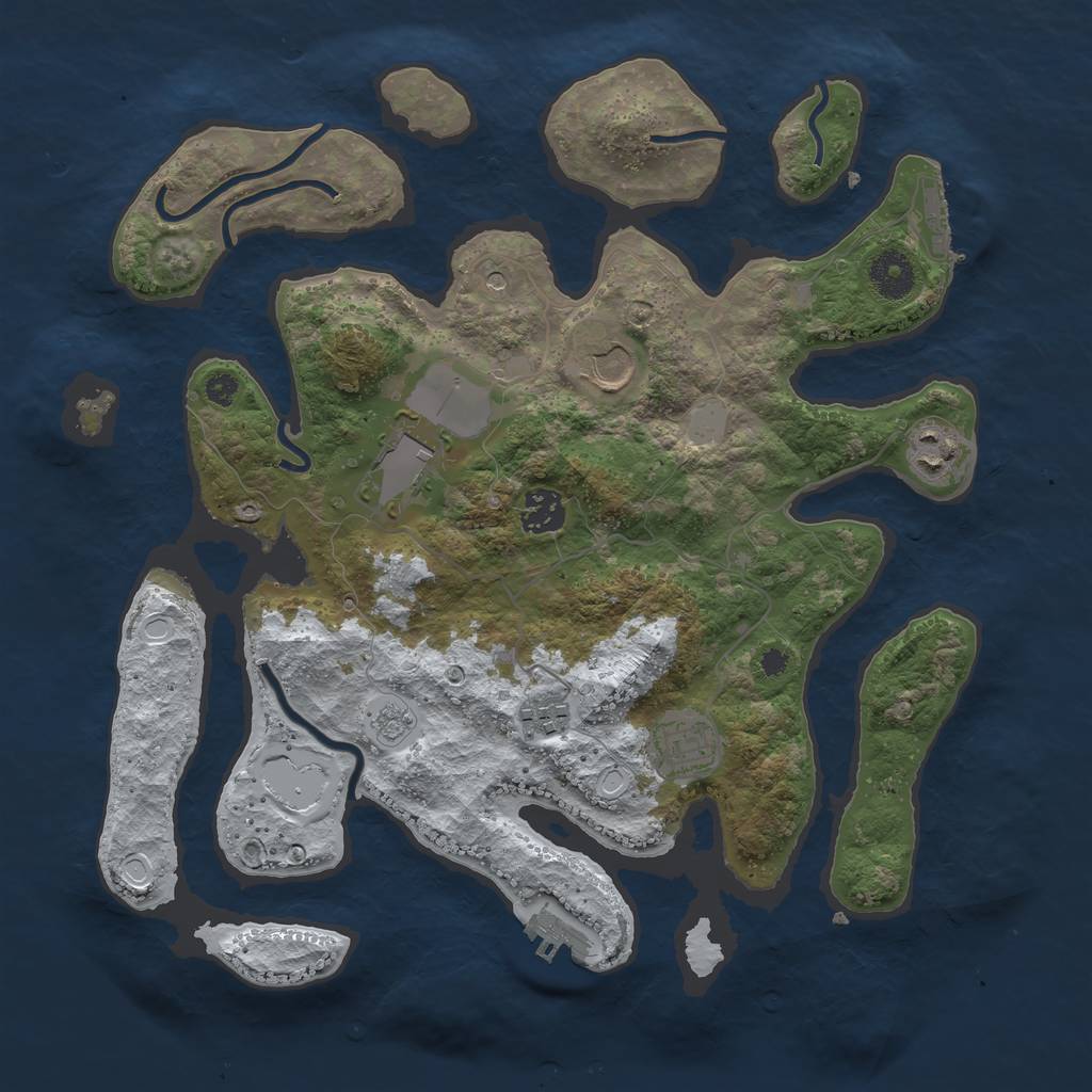 Rust Map: Procedural Map, Size: 3550, Seed: 46772, 15 Monuments