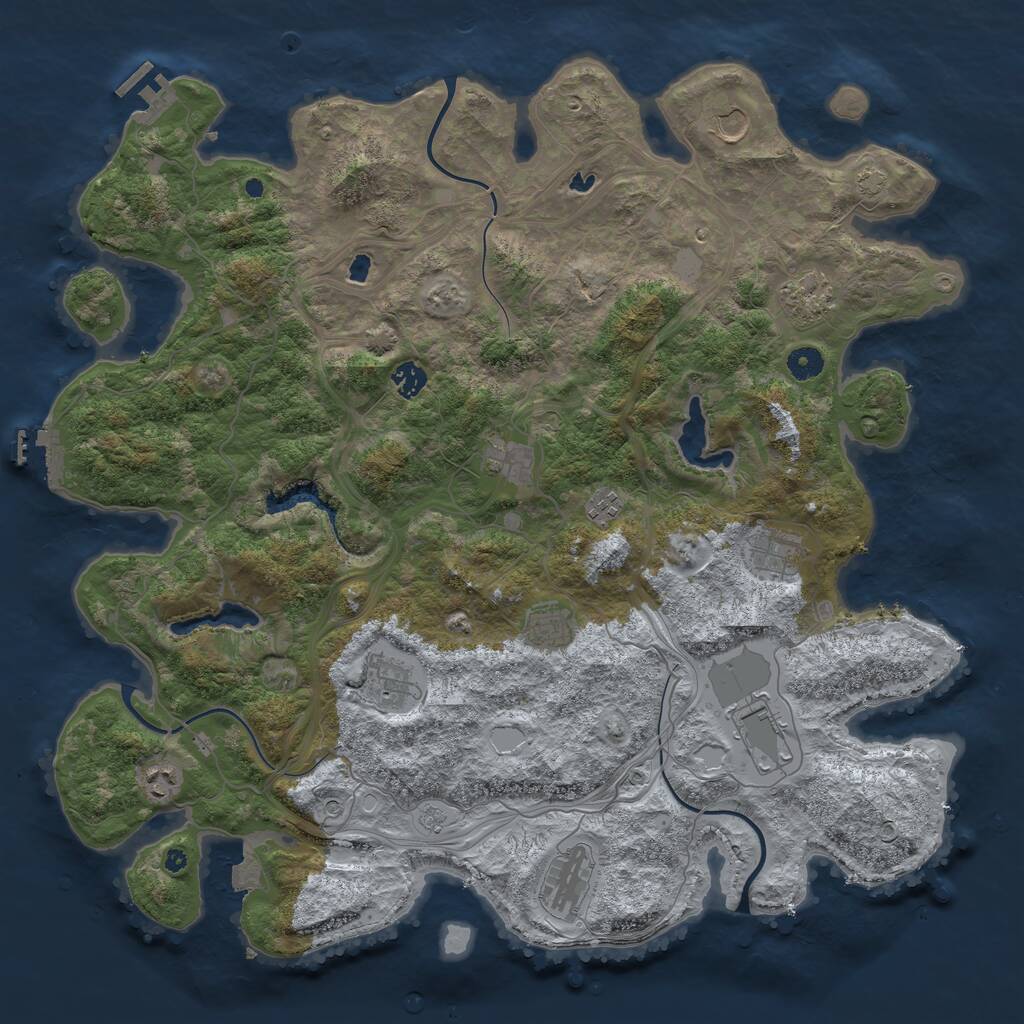 Rust Map: Procedural Map, Size: 4500, Seed: 1480979, 17 Monuments