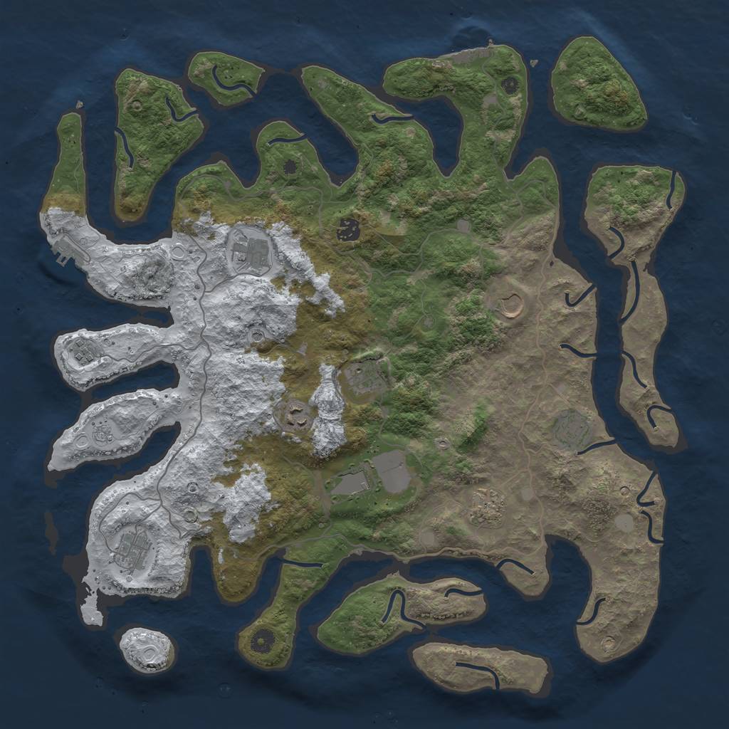 Rust Map: Procedural Map, Size: 4500, Seed: 3413683, 19 Monuments