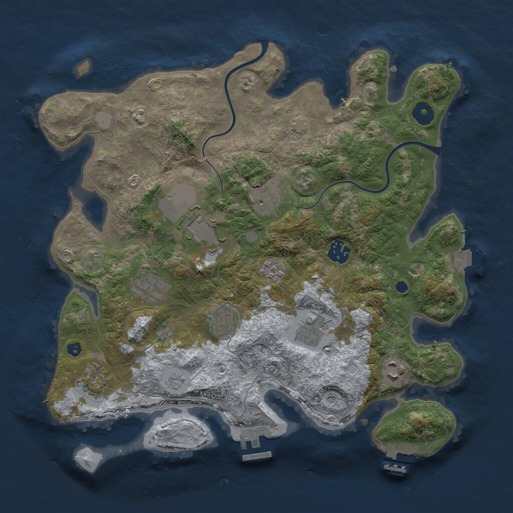 Rust Map: Procedural Map, Size: 3550, Seed: 710009, 15 Monuments