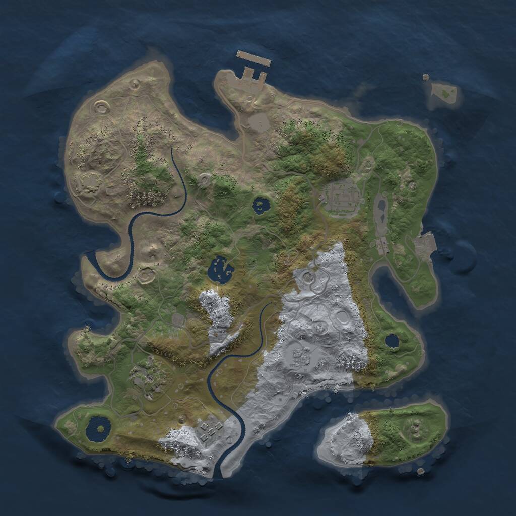 Rust Map: Procedural Map, Size: 3000, Seed: 7766, 9 Monuments