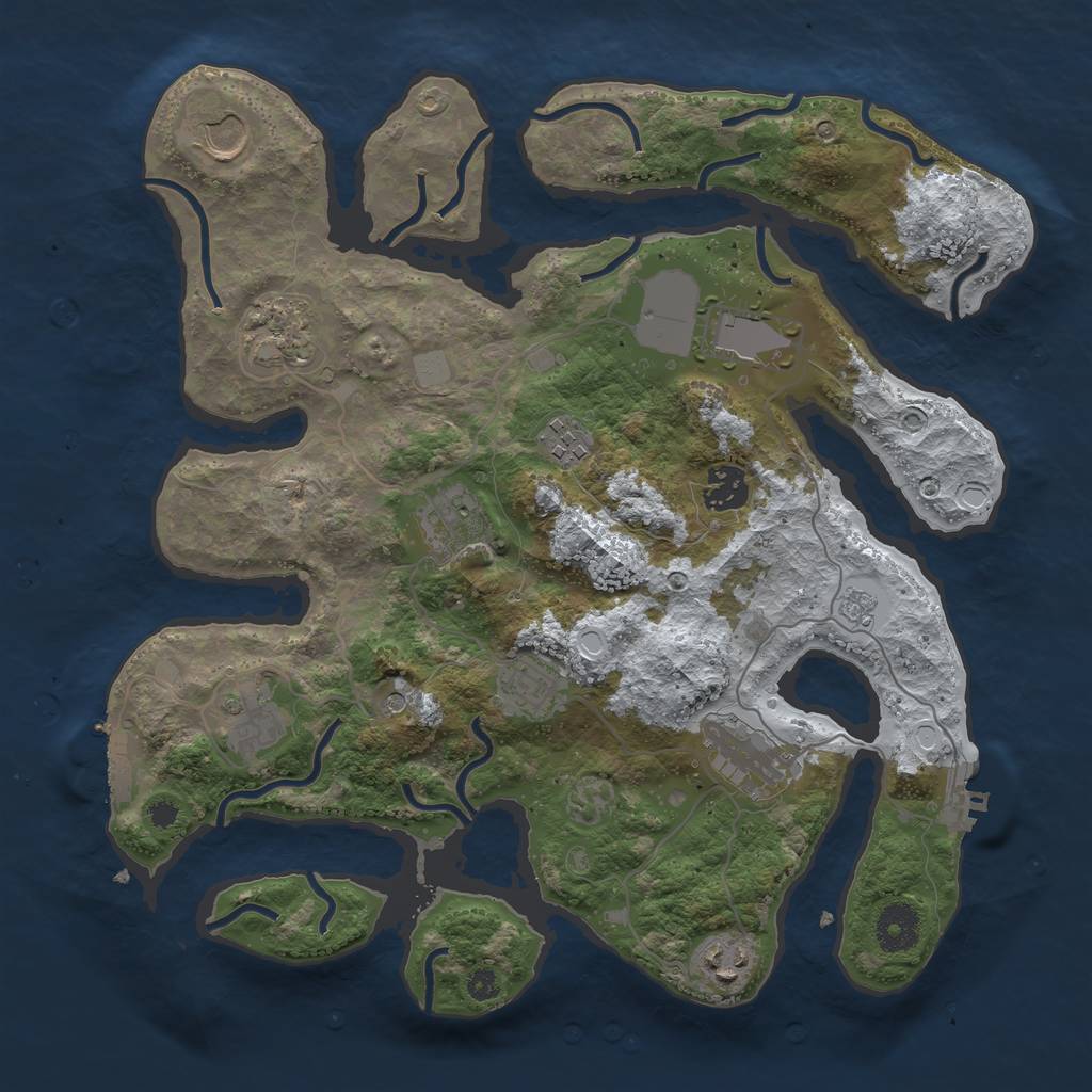 Rust Map: Procedural Map, Size: 3500, Seed: 4616229, 19 Monuments