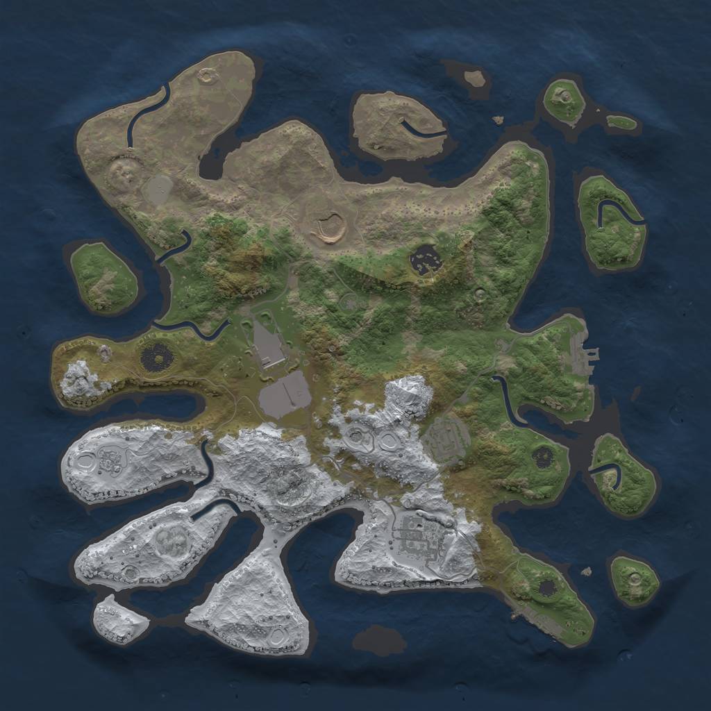 Rust Map: Procedural Map, Size: 3550, Seed: 520537, 14 Monuments