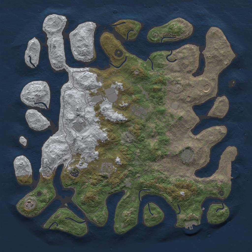 Rust Map: Procedural Map, Size: 4500, Seed: 5077062, 18 Monuments