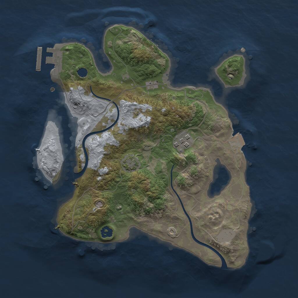 Rust Map: Procedural Map, Size: 2500, Seed: 96, 4 Monuments