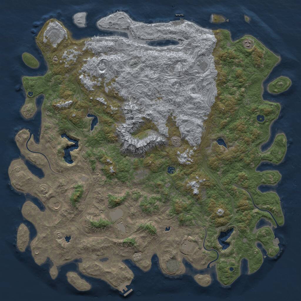 Rust Map: Procedural Map, Size: 6000, Seed: 951679073, 17 Monuments