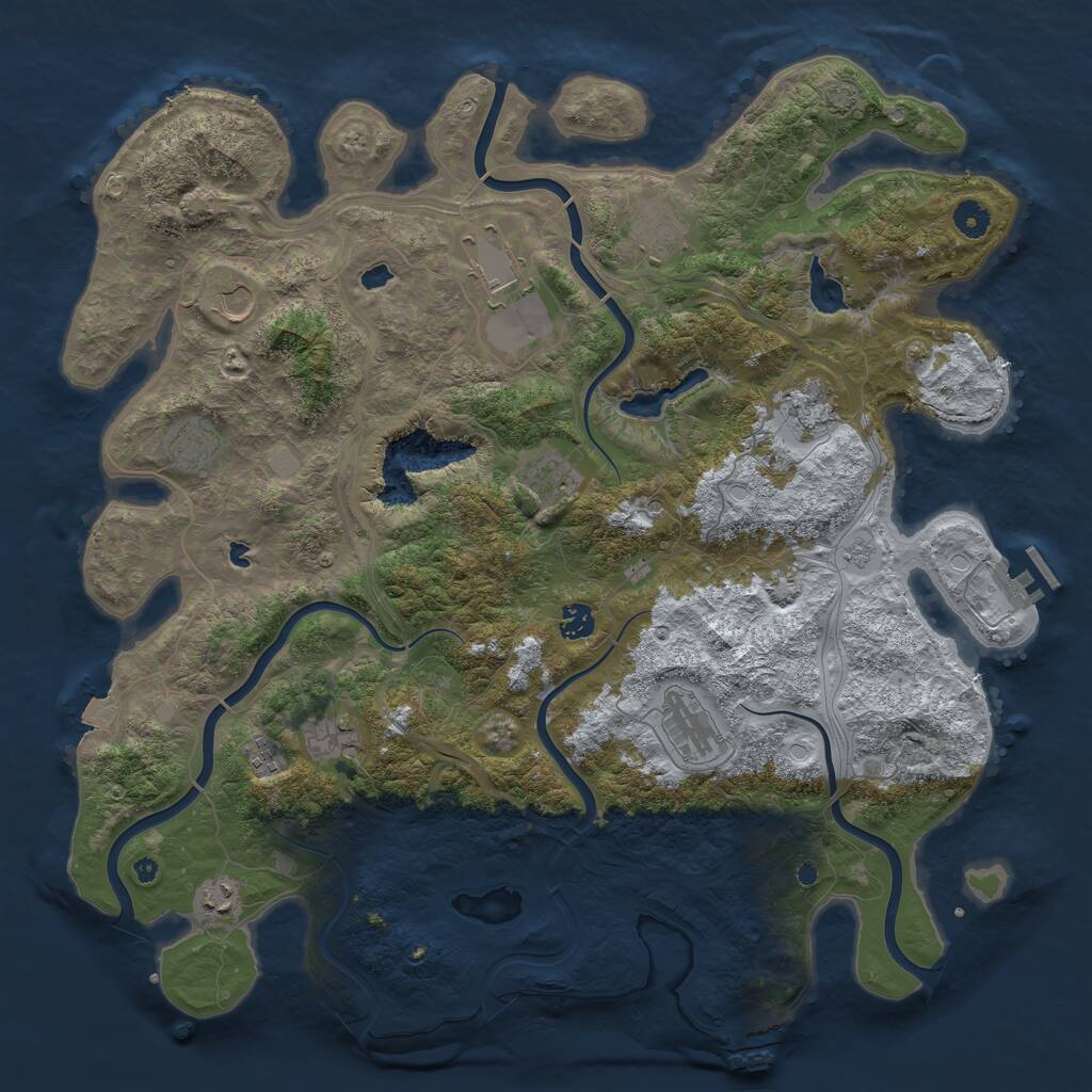 Rust Map: Procedural Map, Size: 4500, Seed: 819756, 17 Monuments